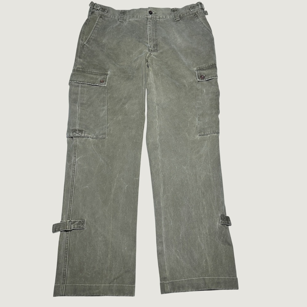 Orvis Cargo Pants Mens 38x33 Straps Field Utility Rugged Olive Green Outdoors